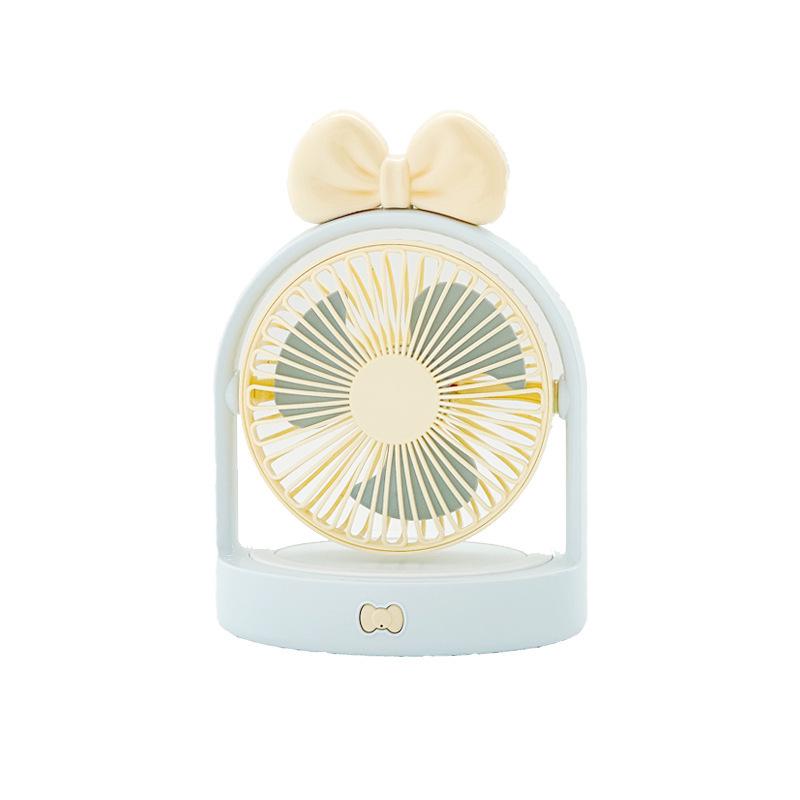 High-Value USB Bowknot Night Light Adjustable Fan: Portable Multi-Function for Office and Dorm
