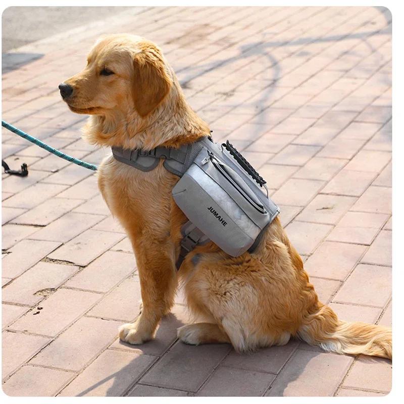 Large Capacity Dog training Backpack Harness Capacity Double Pack Reflective Adjustable Pet Chest Strap training storage collar