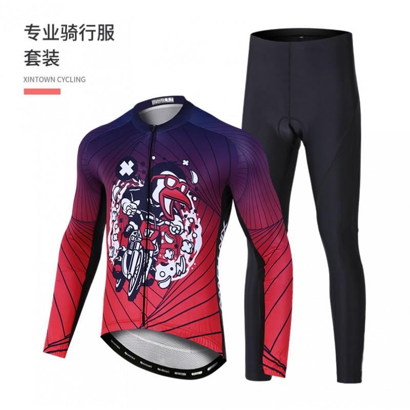 Mens Long Cycling Jersey Set Road Bike Racing Suit Breathable Wear