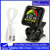 AROMA AT-102 Tuner Black, USB Rechargeable Built‑in Battery Large LCD 360 Degree for Guitar/Bass/Ukulele/Violin Rechargeable