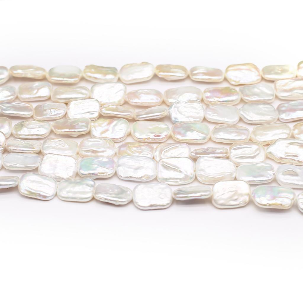 1 Snoer, Witte Natuurlijke Zoetwaterparels, Handgemaakte Rechthoekige Parelkralen voor Sieraden Maken DIY Kettingen, Armbanden Knutselen, Lengte 36cm)