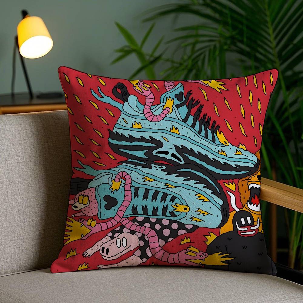 Fantasy Creative Shoes illustration Pillow Case Anti-dustmite Pillowcase Invisible zipper silky short plush Sofa cushion cover