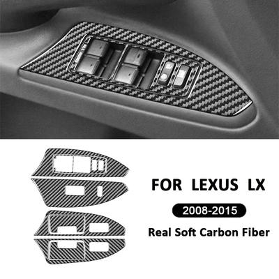 Pro Lexus LX 2008-2015 Příslušenství Panel Rámeček Tlačítka Spínačů Zvedáku Skel z Uhlíkových Vláken Dekorace Interiérová Samolepka