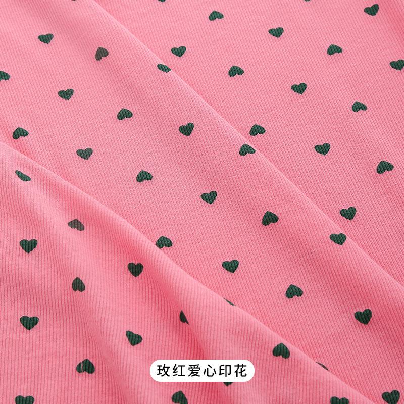 Summer Fashion Stretchy Dot Rib Printed Cotton Sewing Knit Fabric By Half Yards Dress,T-shirt Jersey Material  sewing tela
