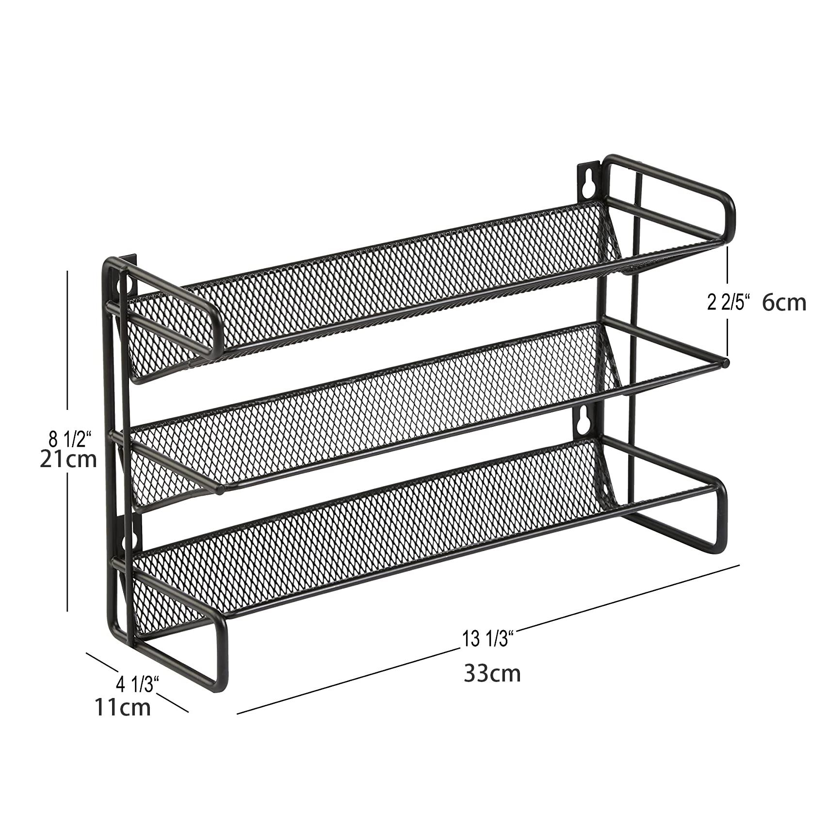 3 Tier Spice Rack Organizer holds 21 bottles for Countertop Cabinet Pantry/Wall Door Mount Iron Spice Holder Kitchen Spice Stand