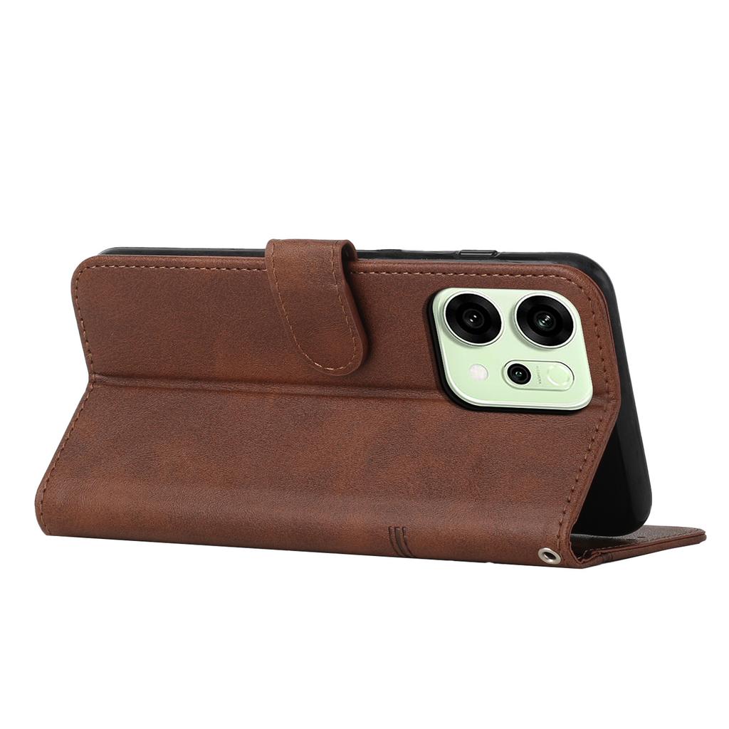 For Oppo Reno14 5G (Global)/Reno14 F 5G Leather Phone Case Foldable Stand Wallet Flip Cover with Strap