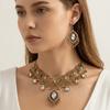 Water Drop Pendant Necklace Earrings Set Metal Ethnic Style Necklace Set Girl
