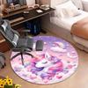 1Pc Cute Unicorn Circular Print Rug - Home Decoration Carpet For Living Room Bedroom Flooring Computer Chair Area Rug