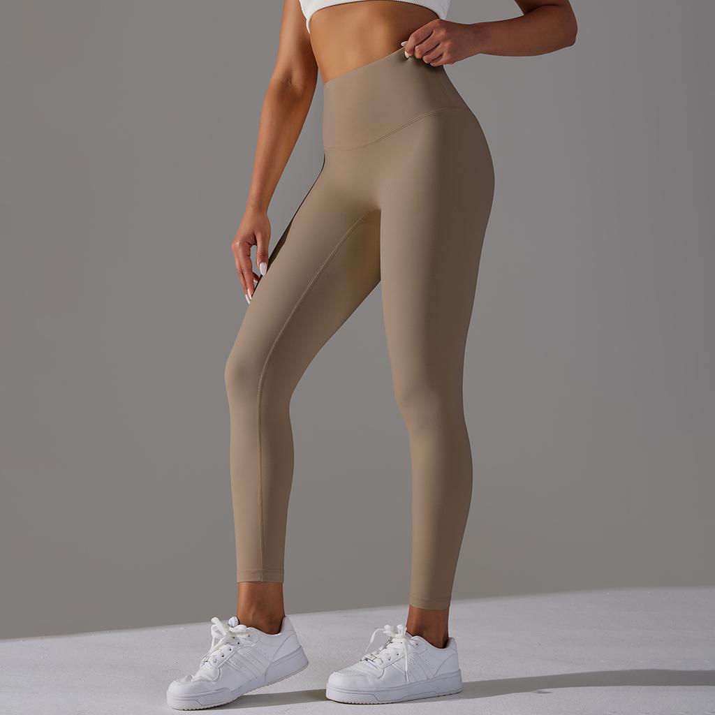 Nude Skin-friendly Yoga Pants Women Without Awkward Line High-waisted Bottoms To Lift The Buttocks Elastic Fitness and Sports Nine-minute Pants
