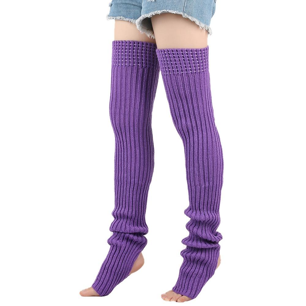 Female Legwear 80cm Leg Warmers Knitted Winter Warmth Warm Foot Cover Solid Color Wool Material Boot Warmers Yoga Practice