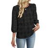 Women Casual Lace Three Quarter Sleeve Round Neck Blouse