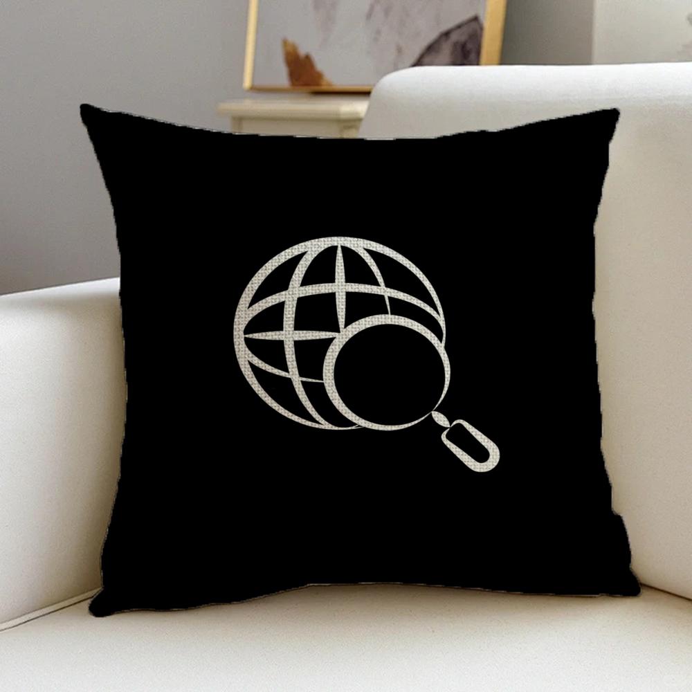 PGrid Earth Icons Cushion Cover Natural Linen Pillowcase Set AllinOne Decor for Sofa Bedroom Chair