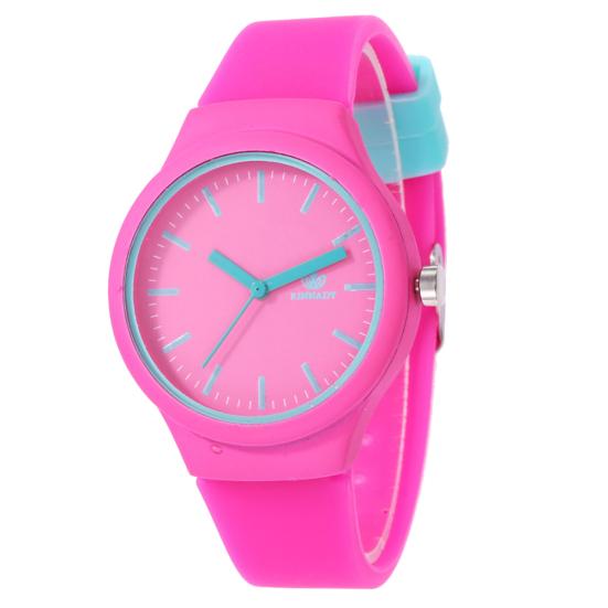 Orologio da polso da donna casual, colore caramella, cinturino in silicone, senza numeri, quadrante rotondo, movimento al quarzo