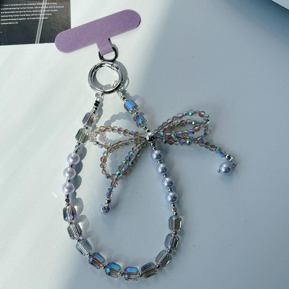 Schmetterlingsschleife Handy-Anhänger 26cm Kurzes Perlen-Handy-Lanyard Handy-Gurt mit Befestigungslasche