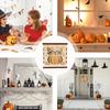 Wood Candle Holders Handcraft Wooden Square Cutout Pumpkin Lantern Fall Decorations Pumpkin Lantern With Electric Candle Holiday