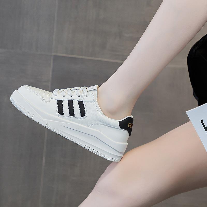 Echtes Leder Weiße Schuhe Sneakers Lässige Board-Schuhe Muffin-Schuhe