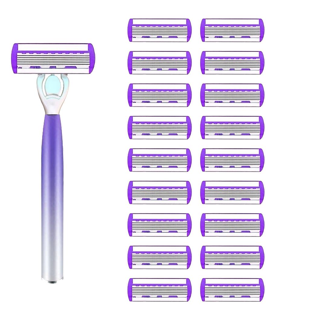 Razor Classic 6 Edge Safety Razor for Mens Shaving&Womens Hair Removal 27 Shaving Blades Manual Shaver Safety Razor