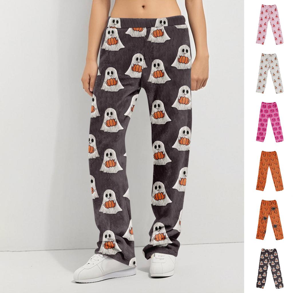 Pyjamasbukser Nattøy Fritidssnor Elastisk midje Bukser Komfortable Rette Yoga Løse Bukser