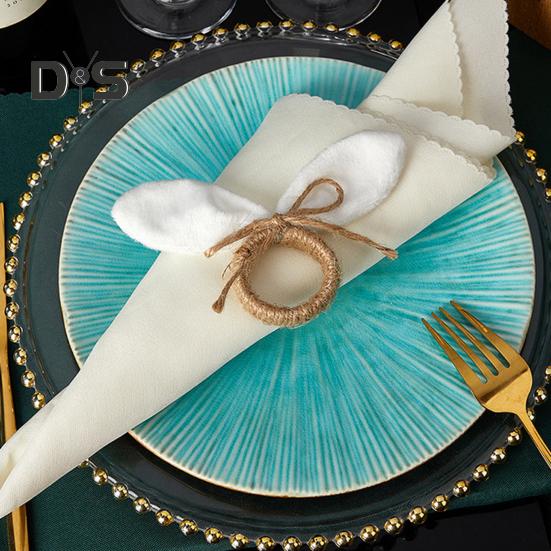 Easter Bunny Napkin Ring Spring Themed Napkin Holder Rabbit Ear Napkin Buckle Table Decorations for Dinner Party Banquet Events