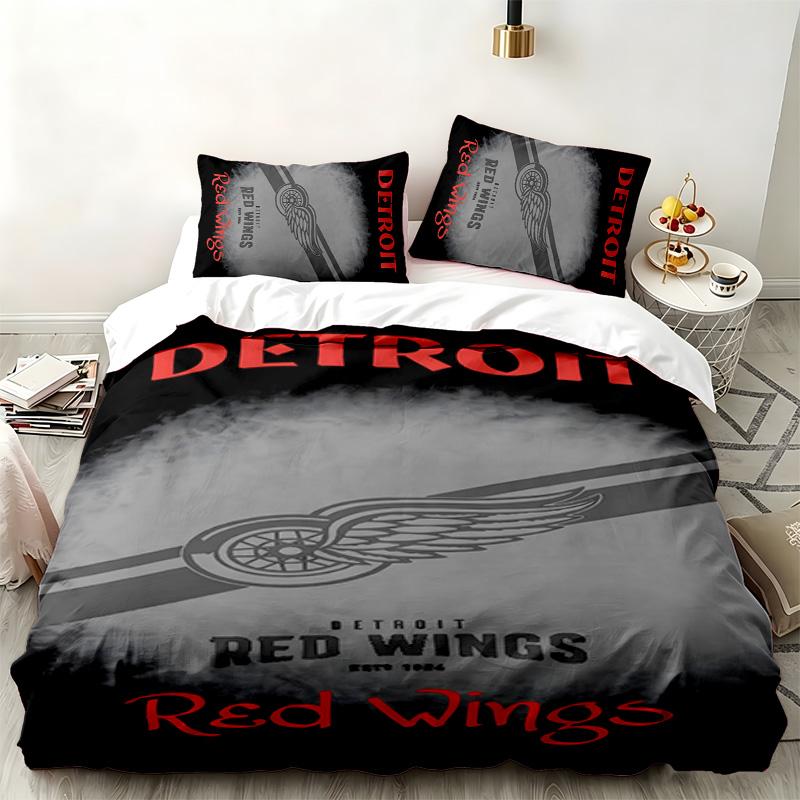 Detroit Red Wings 3pc Set Perfect for Bedroom Use Comfortable Bedding Set Includes a Duvet Cover and Two Pillowcases Ideal Birthday or Christmas Gift