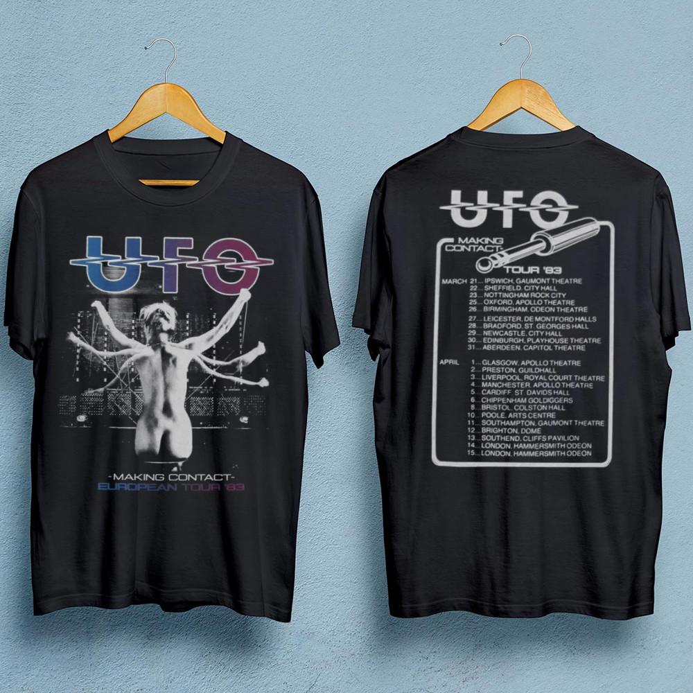 UFO BAND Making Contact 2 Sides Black T-shirt Short Sleeve All Sizes JJ4002