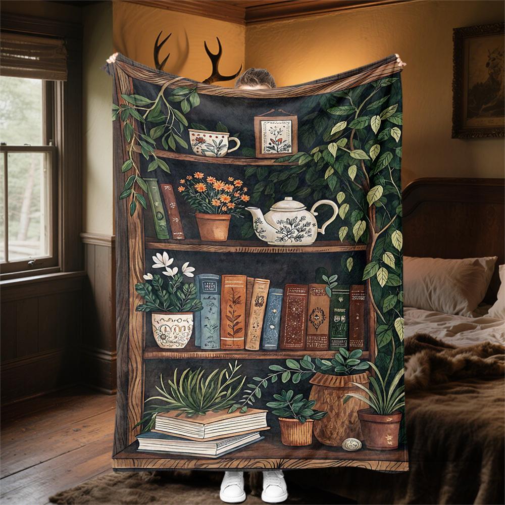 1PC Botanical illustrationOutdoor Flannel Blanket - Soft Plush Decor for Picnics, camping, Bedroom, Playroom, Office, or Lunch Break 1261A