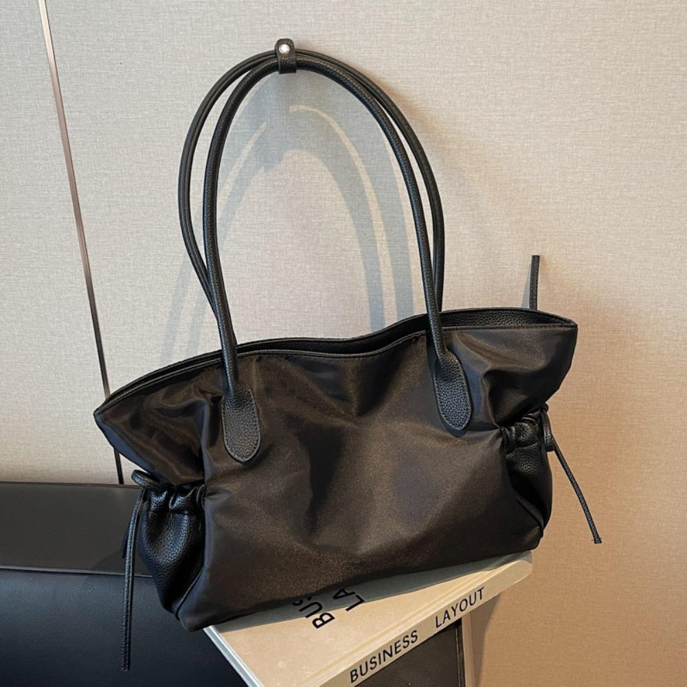 Zipper Nylon Cloth Tote Bag Lightweight Handbag Office Worker Tote Underarm  Bag  Travel