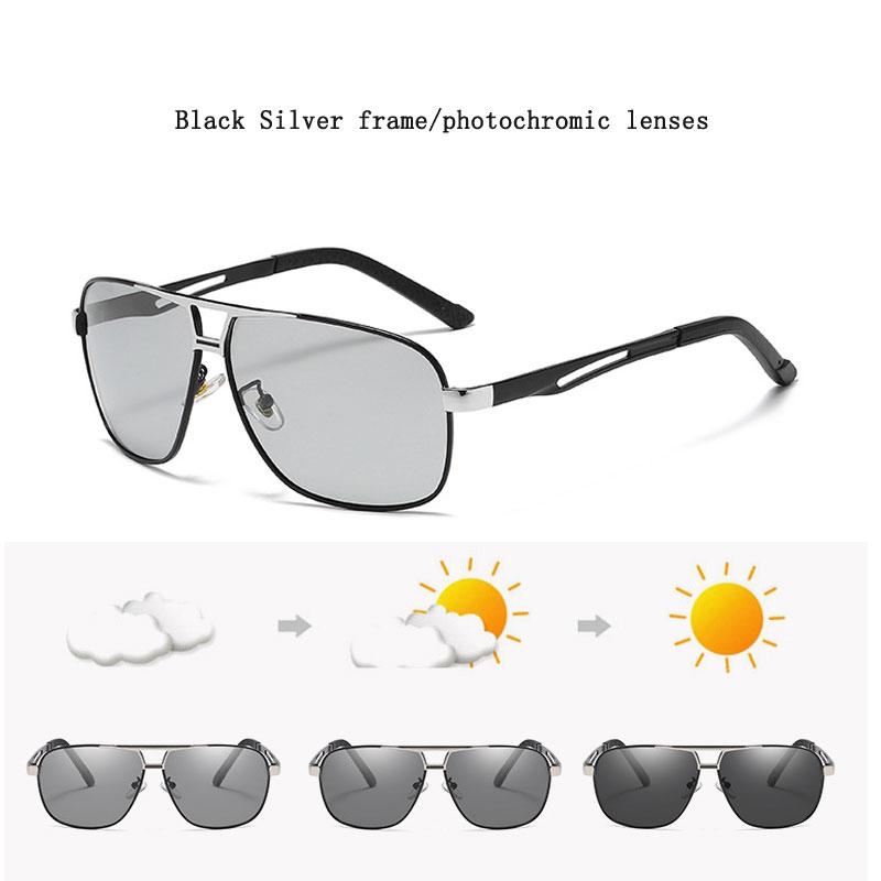 New Fashion Pochromic Sunglasses Men Retro Polarized Driving Sun Glasses Luxury Brand Men's TAC Lens Goggle UV400