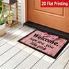 Non-Slip Welcome Mat - Pink Door Mat with "Welcome, Hope You Like Pink" Text, Fleece Material, Plush Texture - 1Cm Thick, 500G/M?, Suitable for Kitche