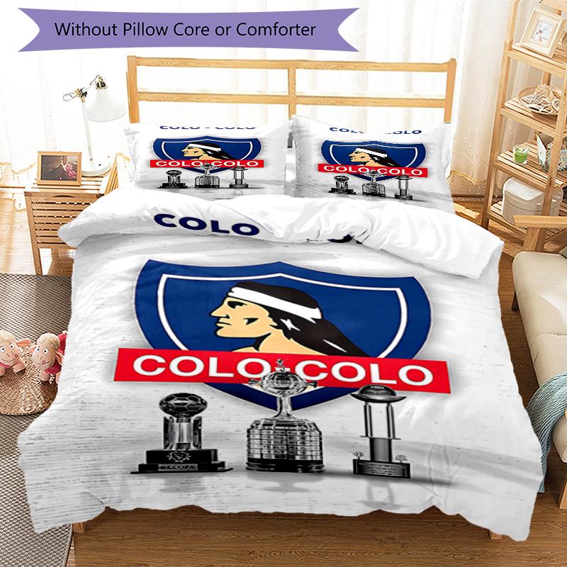 3 pièces Équipe de Football (34) Ensemble de housses de couette - Literie imprimée HD avec 1 housse et 2 taies d'oreiller - Parfait pour la décoration de la maison et des dortoirs