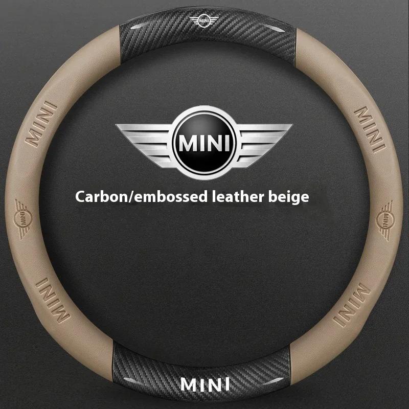 Pro BMW MINI JWC R54 R55 R56 R60 F54 F55 F56 F57 John Cooper S Clubman Countryman Auto Carbonové vlákno Kožený potah volantu