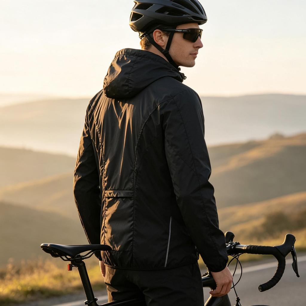 Wosawe Windproof Cycling Jackets Hooded Waterproof Long Sleeve Windbreaker Jerseys Reflective Bicycle Clothing Men's Jacket
