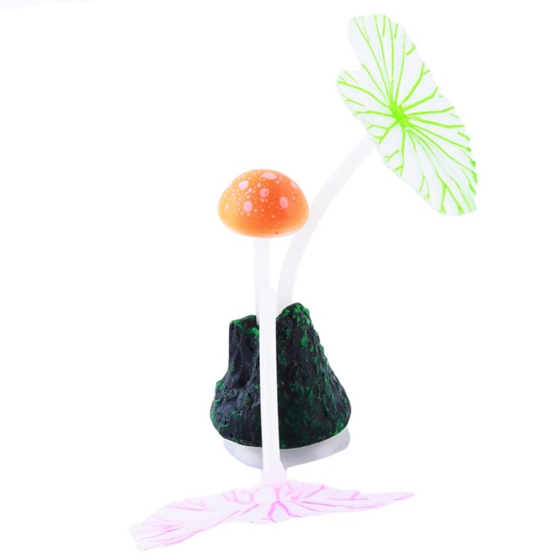 Artificial Coral Reef Aquarium Stones Shiny Luminous Mushroom Lotus Leaf Decorating Fish Tank