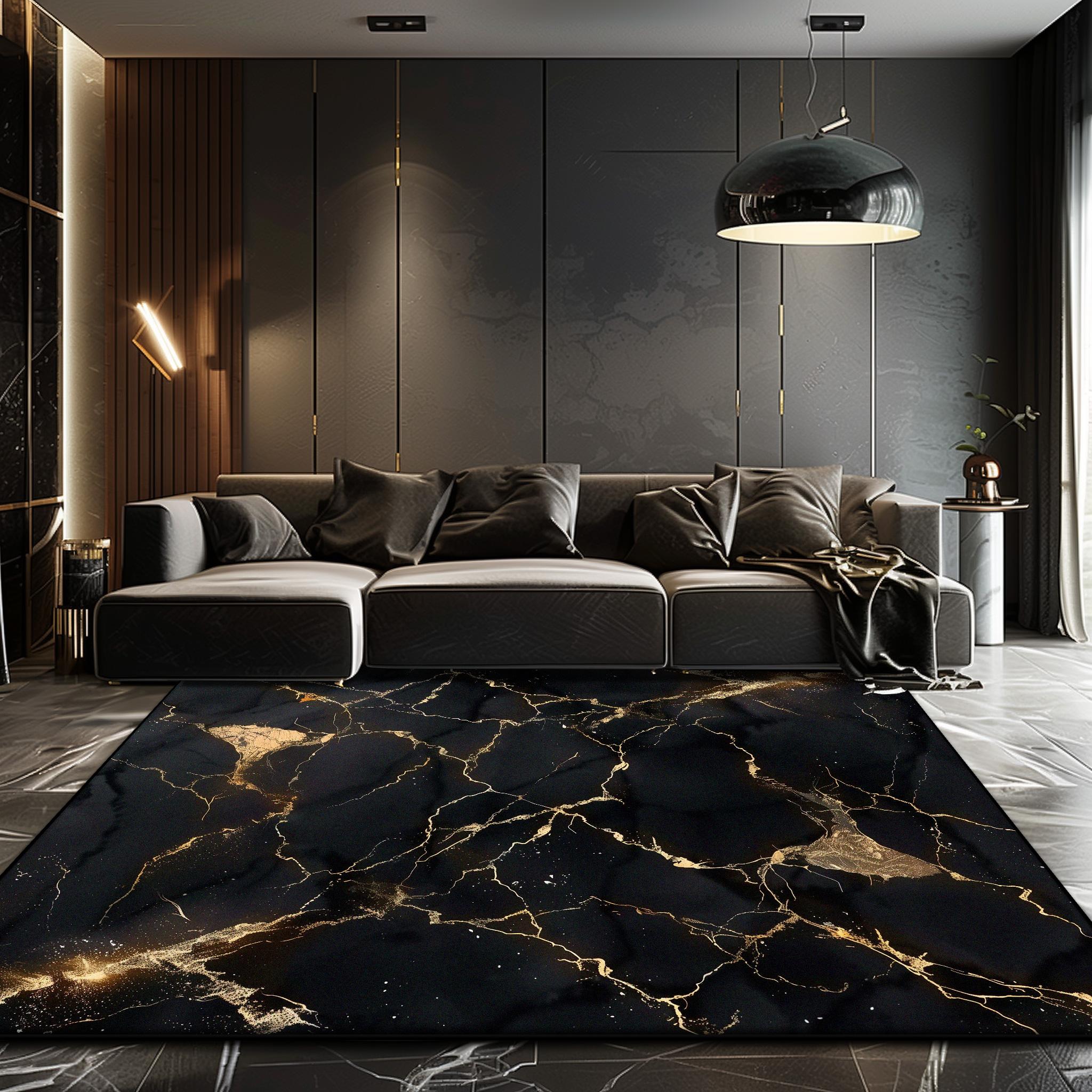 

Черный Золотой Мрамор Ковер для Гостиной Роскошное Украшение Дома Большая Площадь Мягкие Ковры Холл Спальня Прикроватный Пушистый Противоскользящий Коврик 80*160cm