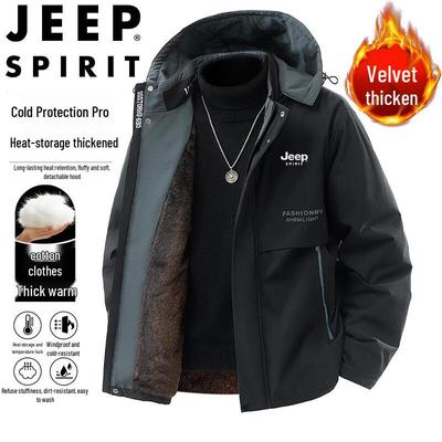 JEEP SPIRIT Herren Winterjacke mit Fleece-Futter und abnehmbarer Kapuze