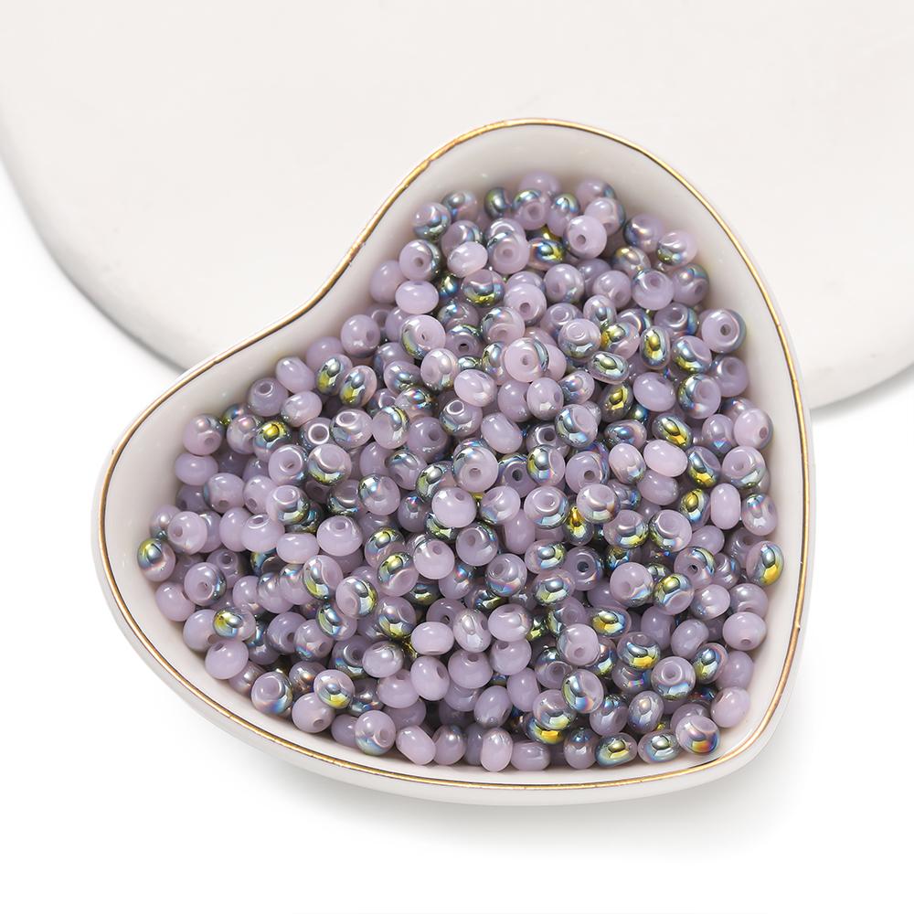 100pcs/Lot 3x4.5mm Glass Flat Round Beads Mini Spacer Loose Bead for Bracelet Necklace Earrings Jewelry Making Accessories