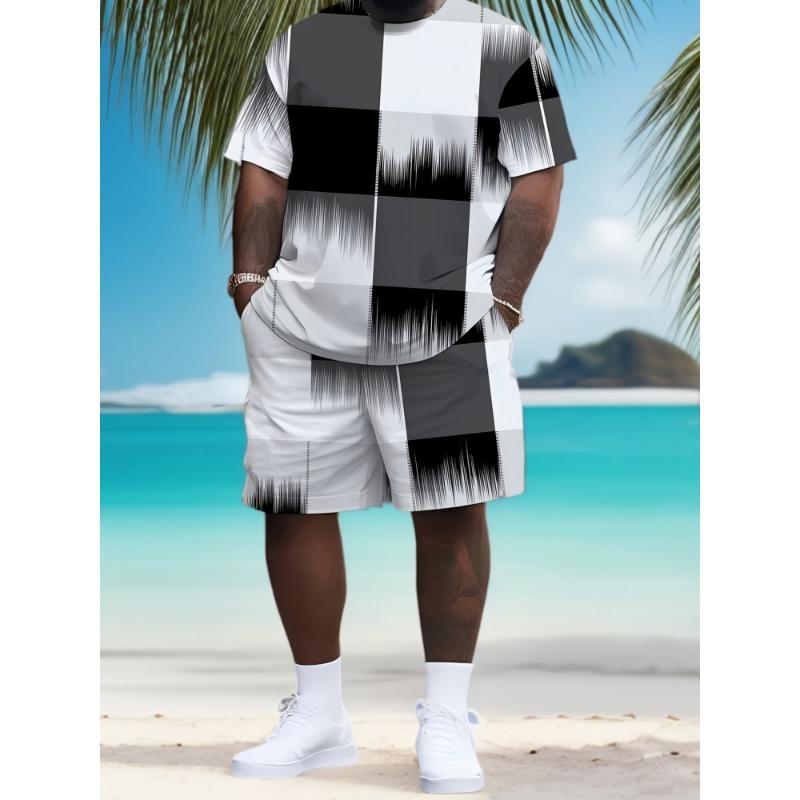 3D Printed Men s Short-Sleeved T-Shirt and Fashion Shorts Set - Plus Size Clothing Set S