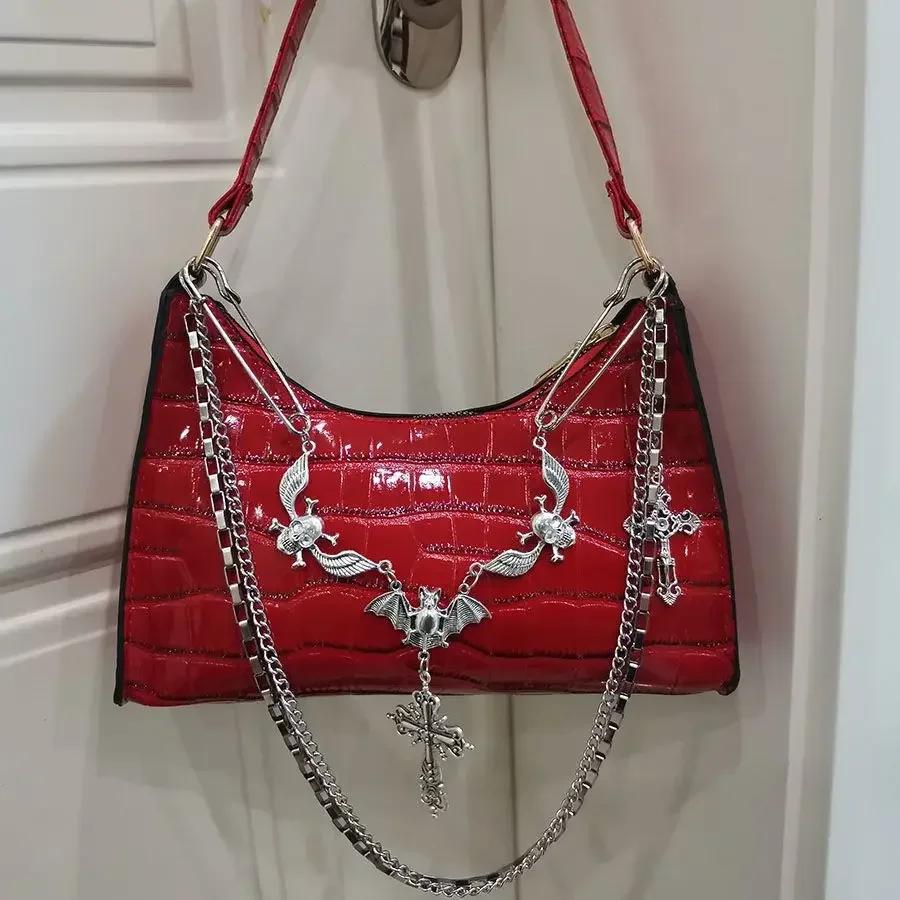 

Y2K Harajuku Women s Bag 2024 Trend Gothic Skull Chains Handbags Female High Street Punk Cross Ladies Shoulder Bags 24x17x7cm