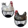 Chicken Egg Basket Hen Storage Black Metal Mesh Anti-Rust Holder Decorative Farmhouse Decor Durable for Kitchen Dining Table Shaped Container