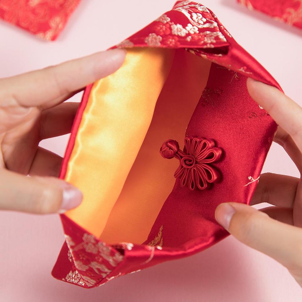 Creative Red Fabric Envelope for Weddings & New Year with Custom Text Logo