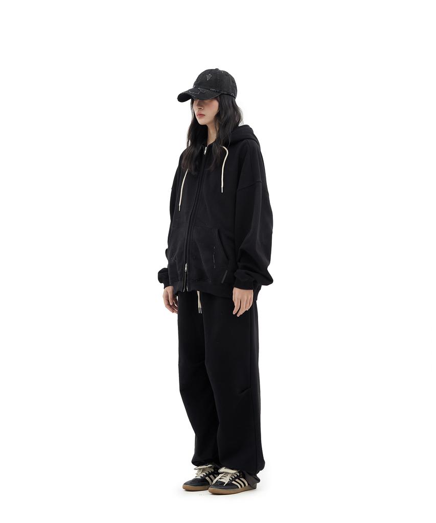 Defgarments Painting Brushed Hood Zip Up [Black]