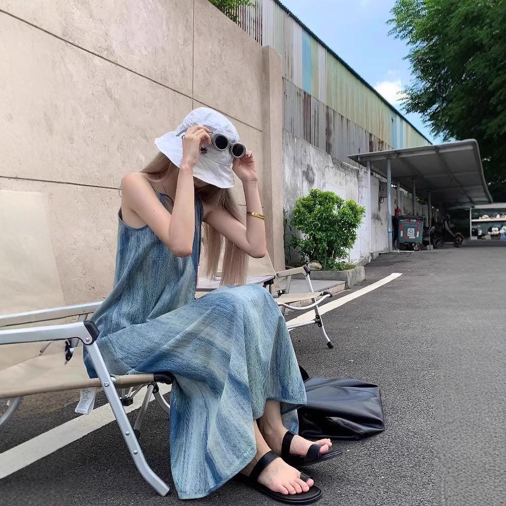 

2024 Французское Ретро Платье-Майка Тай-Дай - Женское Повседневное Летнее Приталенное Платье Large