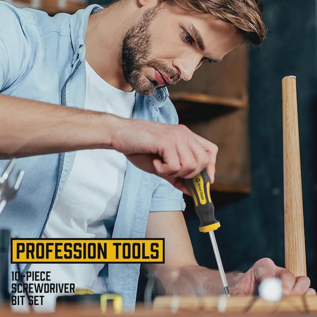 11-Piece Magnetic Screwdriver Set with Cross-Head Tips and Cushioned Grip