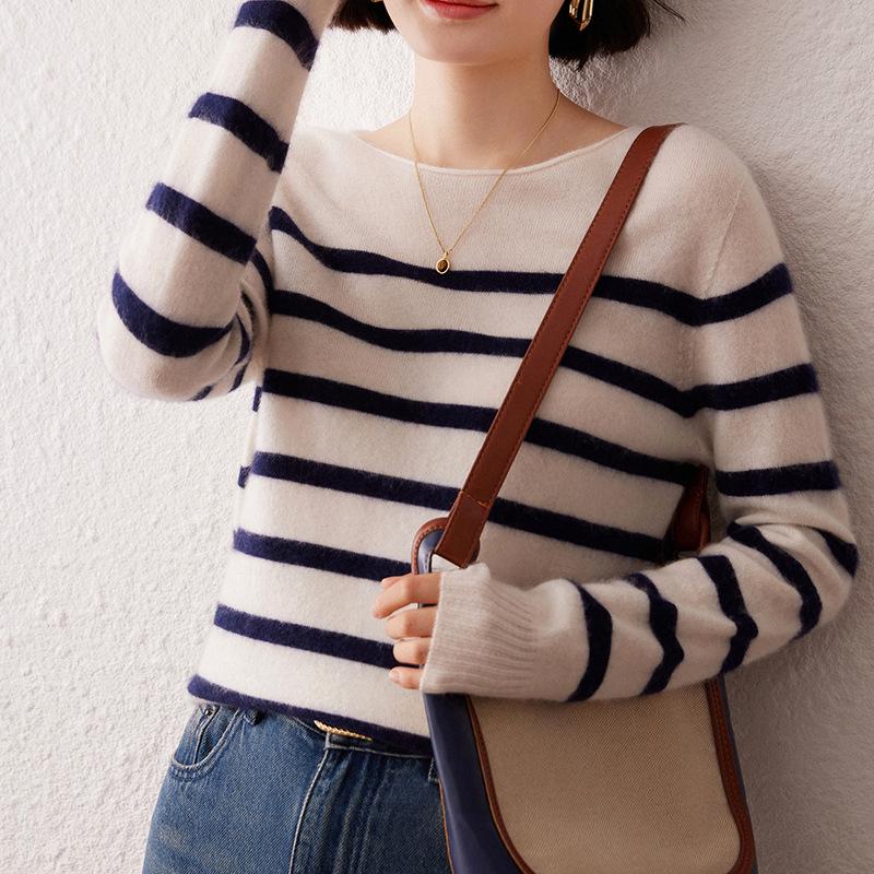2026 Lokasha Women's Seamless Cashmere One-Piece Sweater, Round Neck Pullover, Base Layer, Autumn/Winter Knitwear.