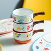 1 Set Floral Bowl Dish Ceramic Breakfast Plate Oatmeal Bowl for Kids Dessert Plate Milk Container with Handle