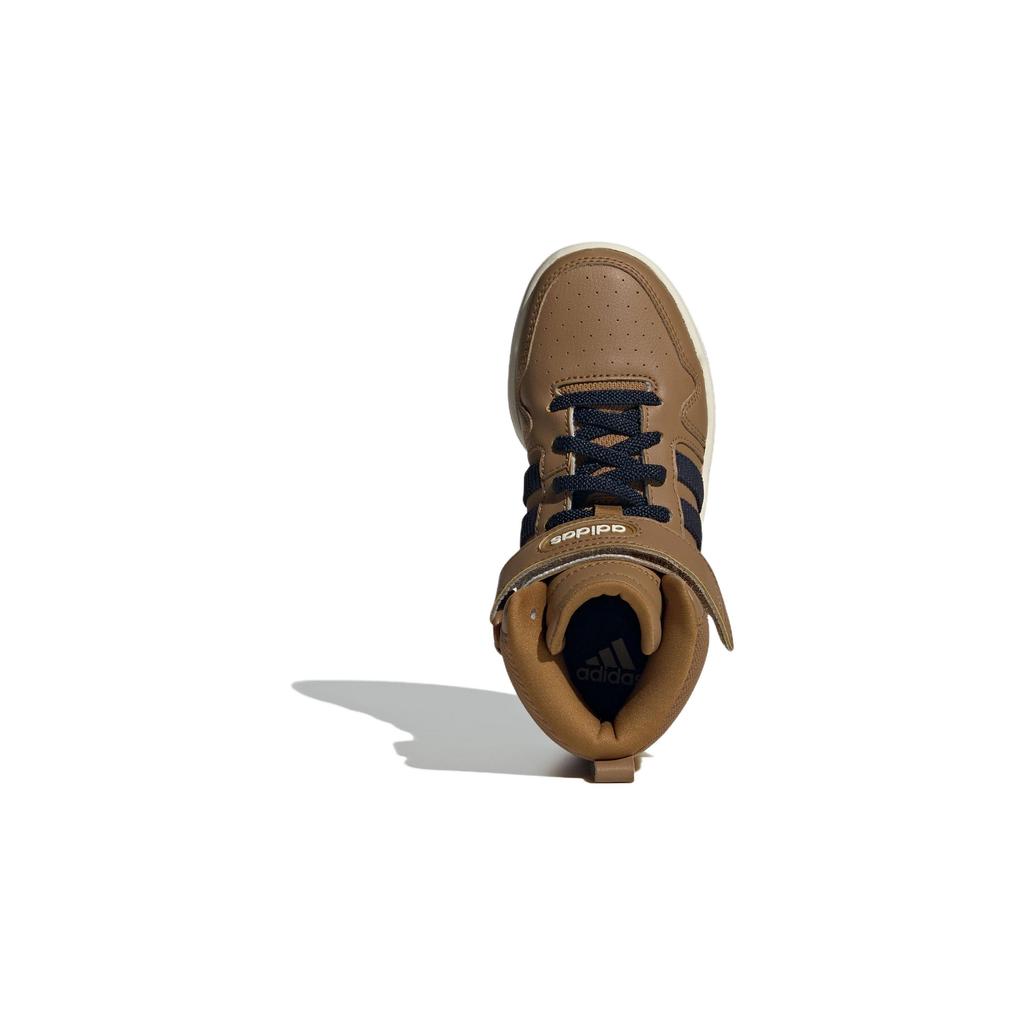 Adidas Postmove Leather Comfortable Versatile Mid-Top Kids Skate Shoes Kids Sneakers Brown Black ID1146