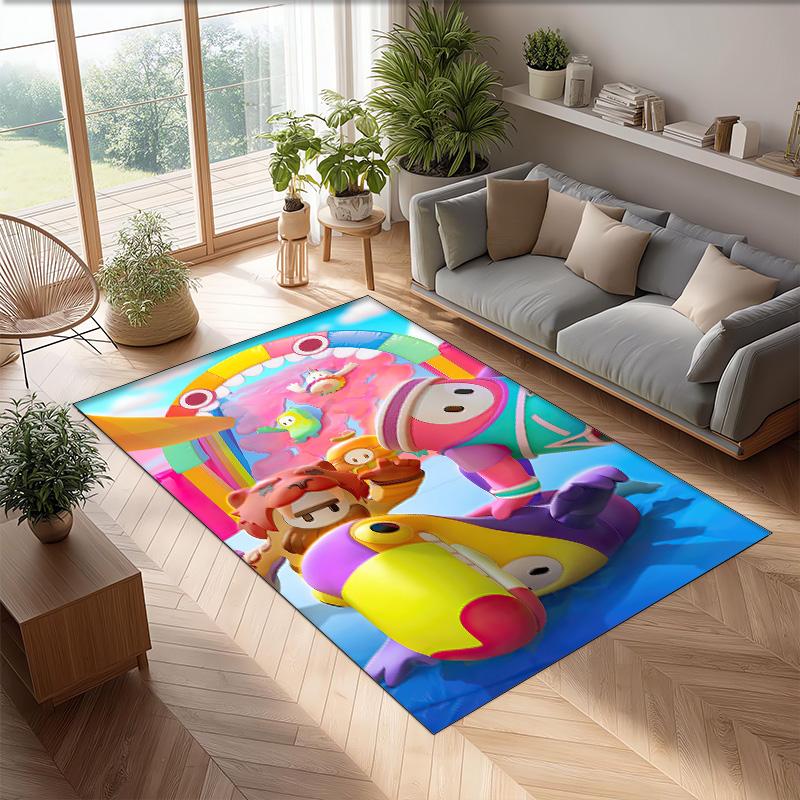 Fall Guys Crystal Velvet Rug, Soft Anti‑Slip Crystal Velvet Carpet for Living Room Bedroom Home Decor