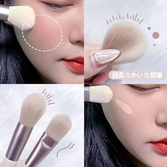 Makeup brush set 8 brushes High-quality fiber hair Super soft Comes cosmetic bag Easy carry Convenient daily Beginner tools (Green)