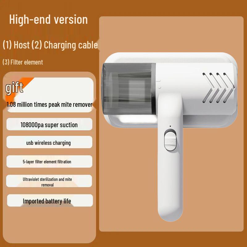 Compact Wireless UV Mite Removal Vacuum Cleaner for Beds and Sofas