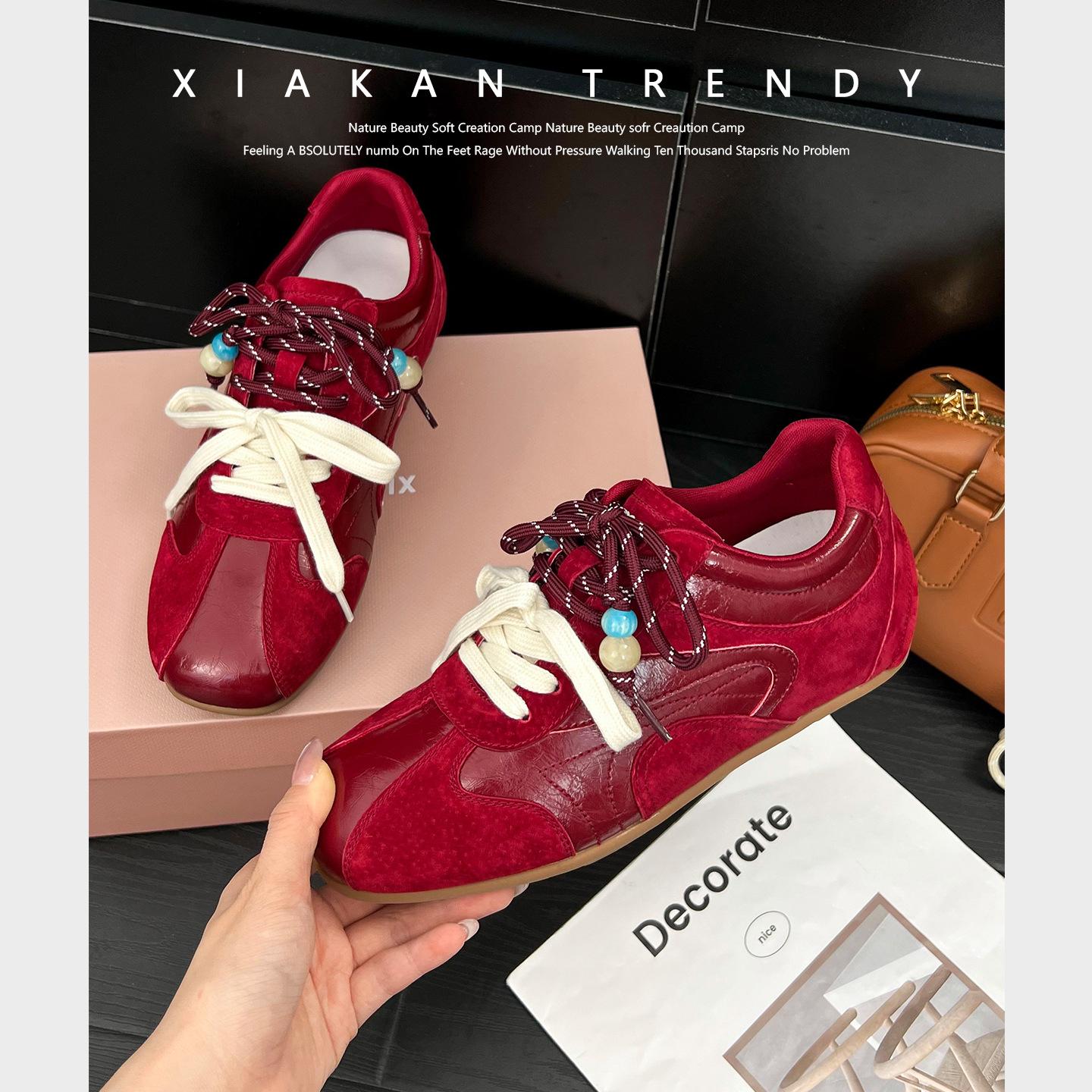 

Inner height increase 6cm German training shoes women s 2025 autumn new versatile casual sports shoes retro fashion Forrest Gump shoes tide 40 красный